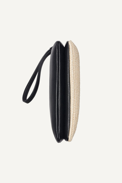 Natural/Black DKNY SARAH DUAL ZIP POUCH WRISTLET