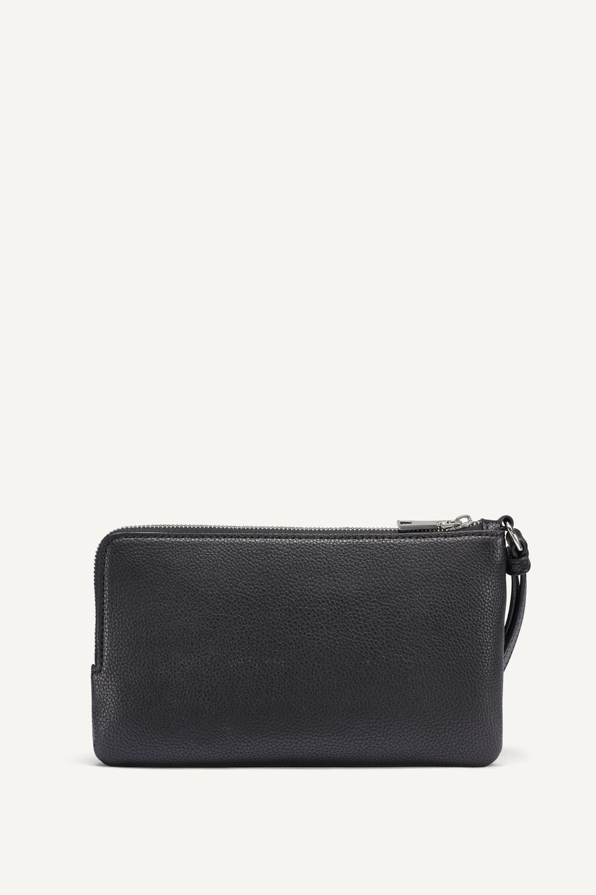Black Logo Black DKNY SARAH DUAL ZIP POUCH WRISTLET