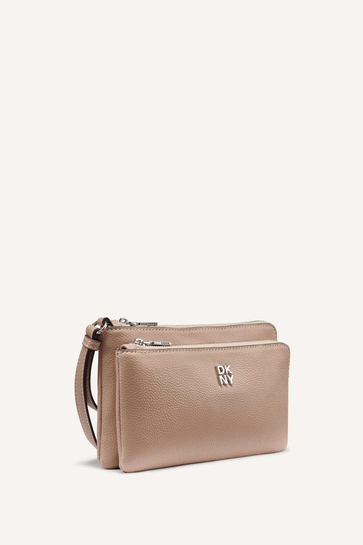 Black/Silver DKNY SARAH DUAL ZIP POUCH WRISTLET