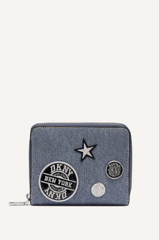 Denim DKNY NESSA SMALL ZIP AROUND WALLET