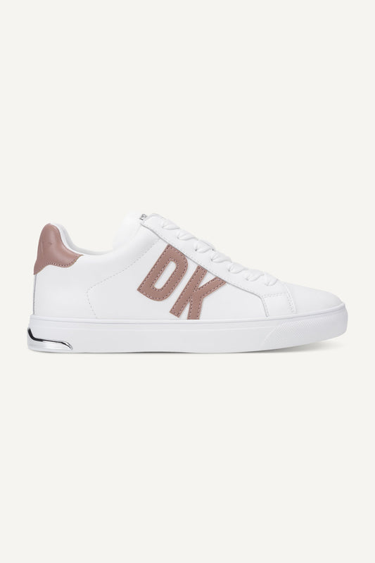 WHITE/BLUSH DKNY ABENI LACE UP SNEAKER 30MM