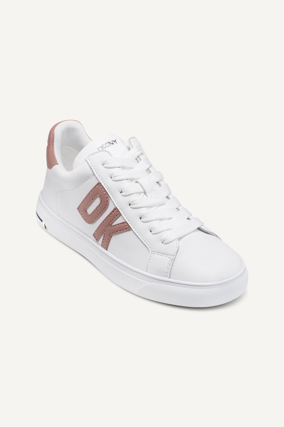 WHITE/BLUSH DKNY ABENI LACE UP SNEAKER 30MM