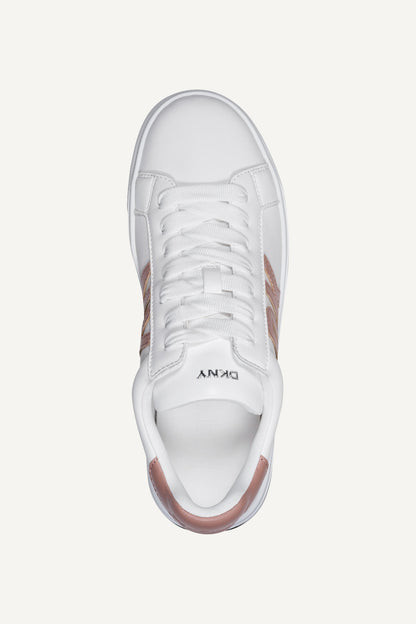 WHITE/BLUSH DKNY ABENI LACE UP SNEAKER 30MM