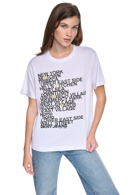 Black/Eggnog Clear DKNY RHINESTONE NEIGHBORHOOD TEE