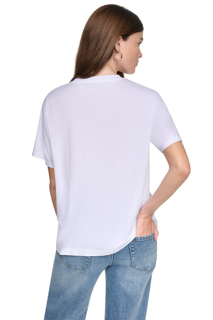Black/Eggnog Clear DKNY RHINESTONE NEIGHBORHOOD TEE