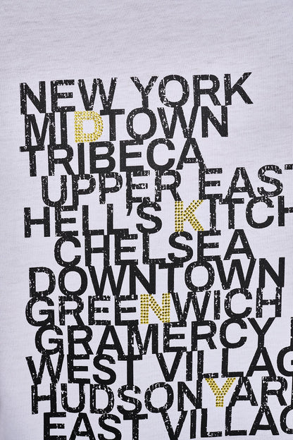 Black/Eggnog Clear DKNY RHINESTONE NEIGHBORHOOD TEE