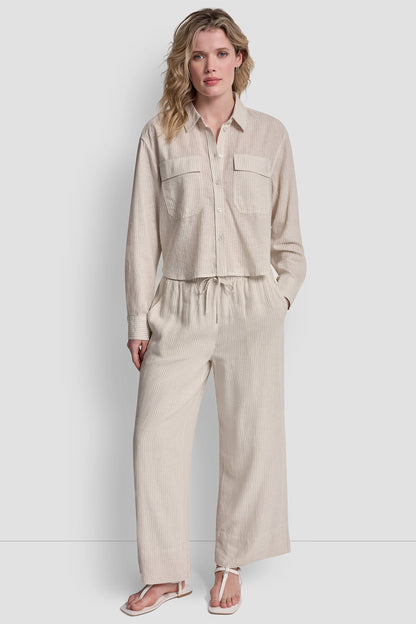 Lex Chambray DKNY LINEN-BLEND BUTTON-FRONT SHIRT