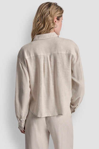 Lex Chambray DKNY LINEN-BLEND BUTTON-FRONT SHIRT