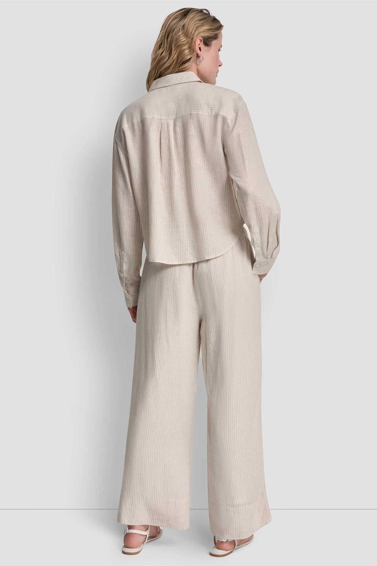 Lex Chambray DKNY LINEN-BLEND BUTTON-FRONT SHIRT