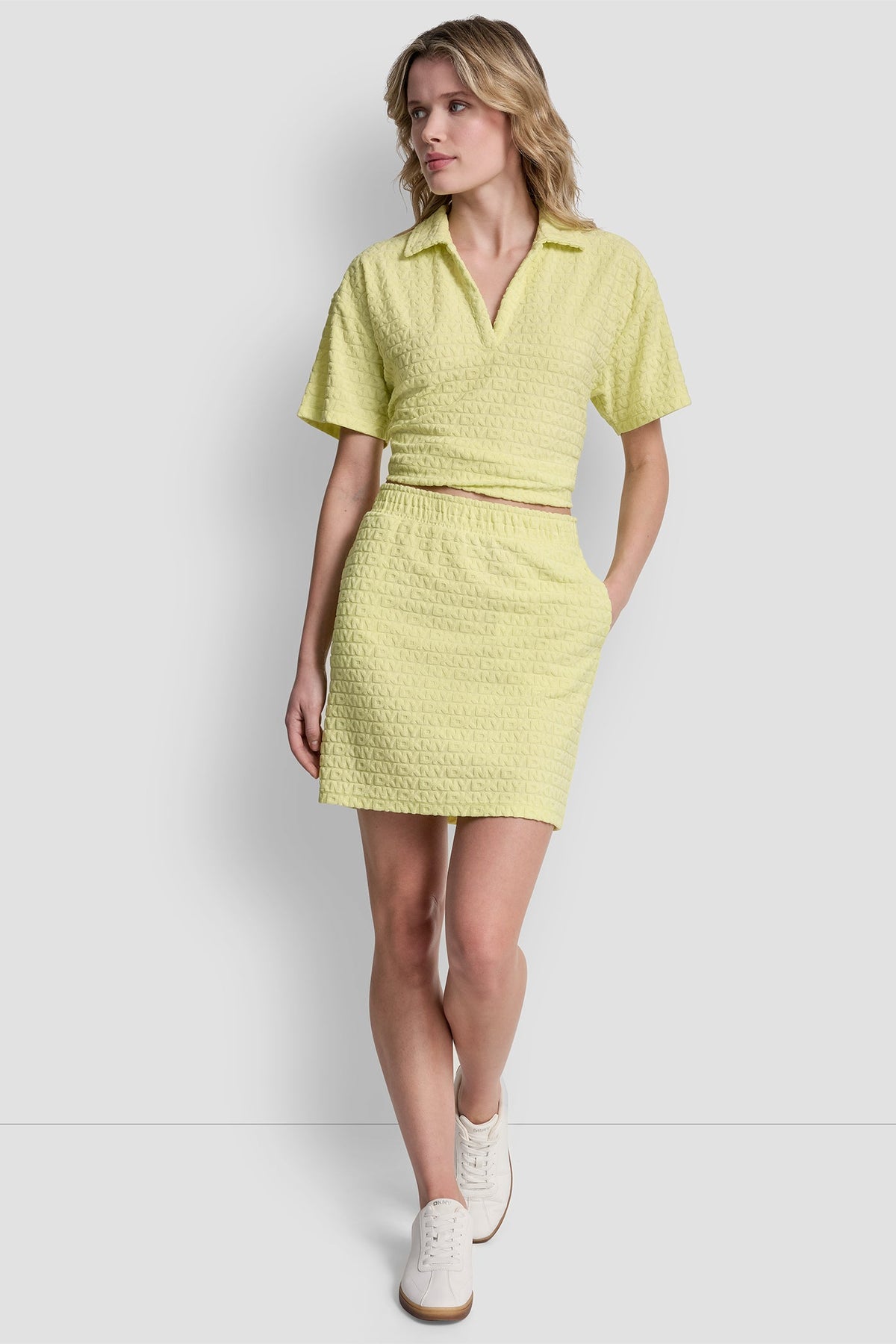 Ivory DKNY LOGO JACQUARD PULL-ON SKIRT