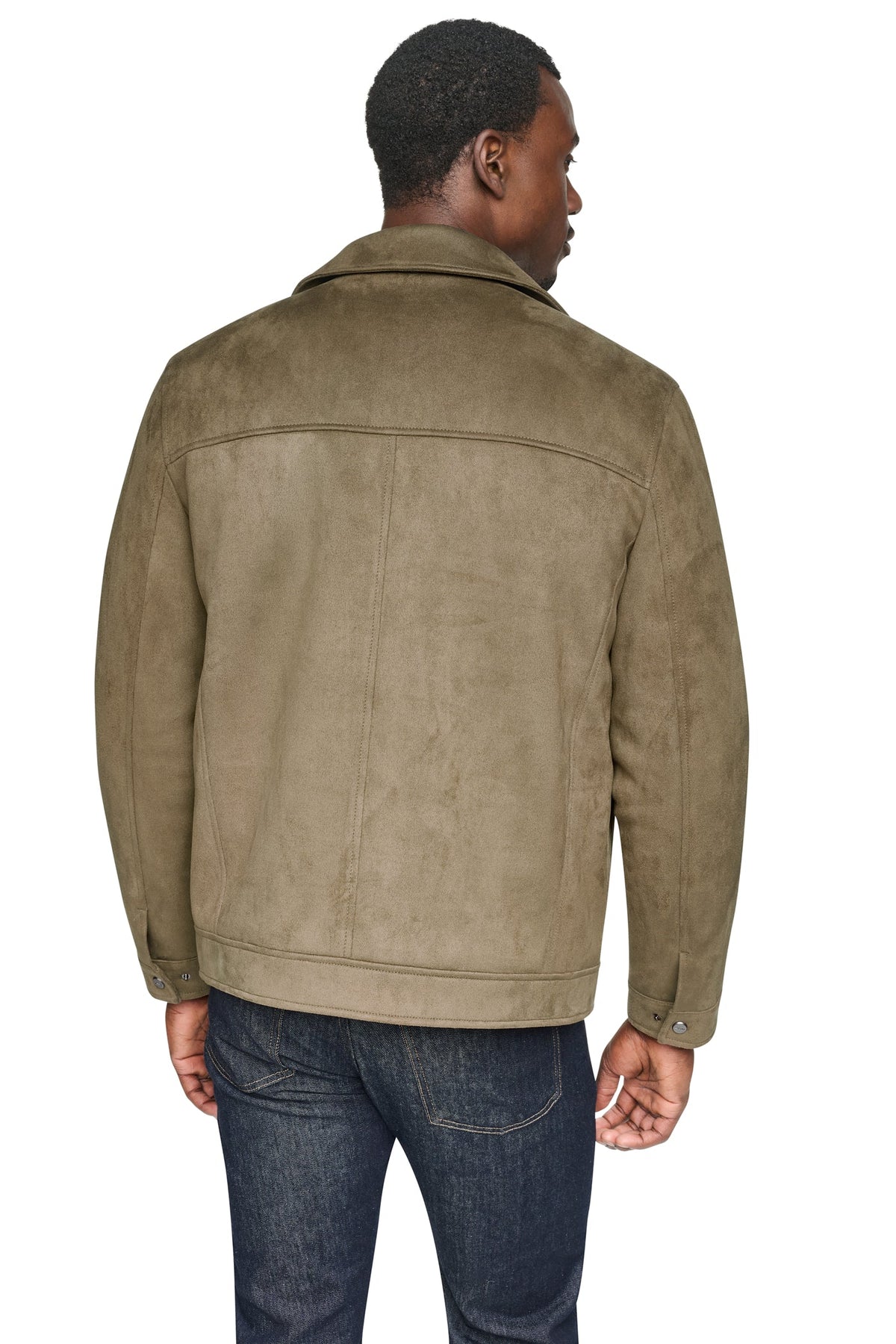 Olive DKNY FAUX SUEDE TRUCKER JACKET
