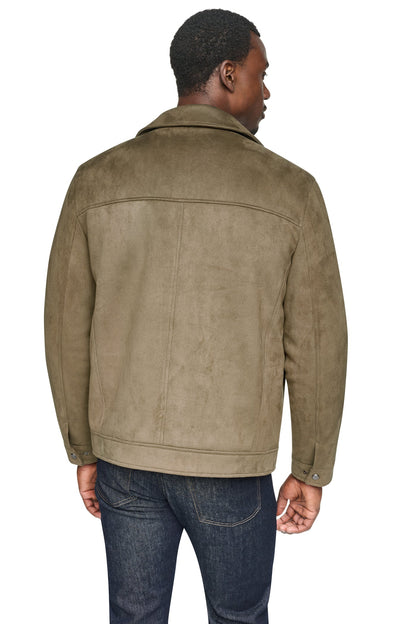 Olive DKNY FAUX SUEDE TRUCKER JACKET