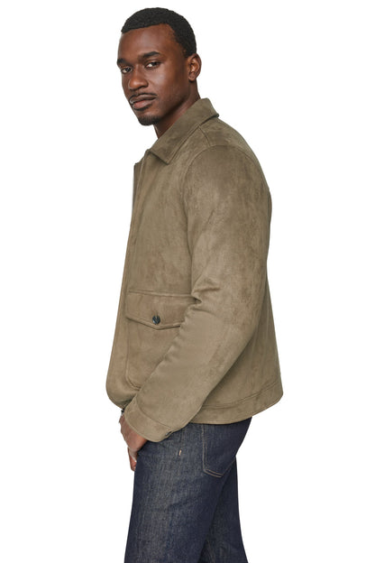 Olive DKNY FAUX SUEDE TRUCKER JACKET