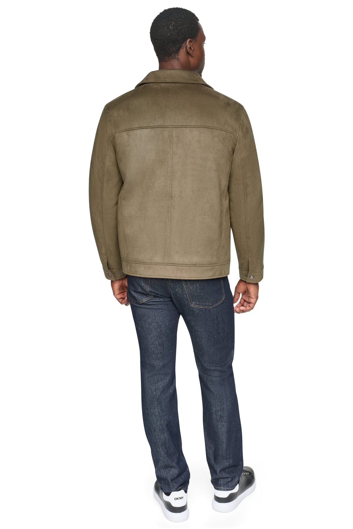 Olive DKNY FAUX SUEDE TRUCKER JACKET