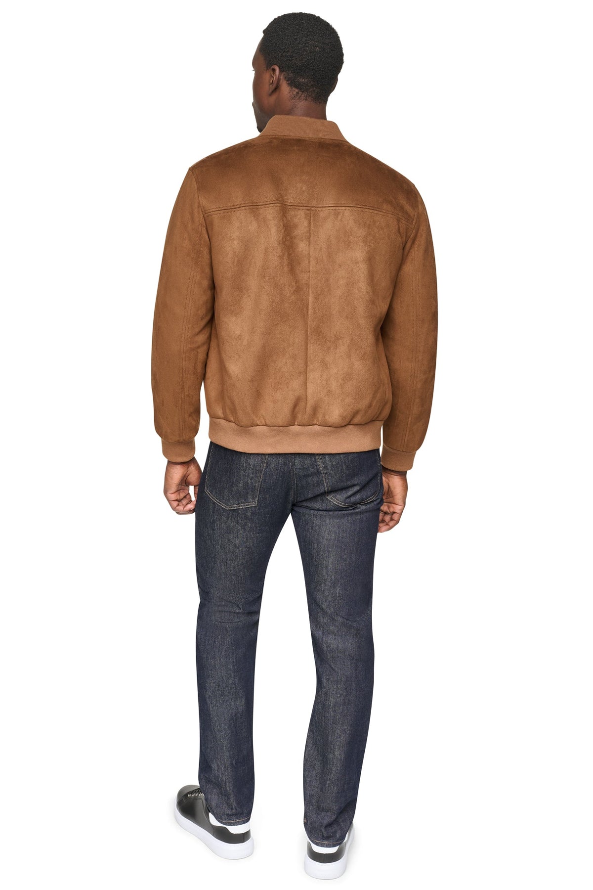 Cognac DKNY FAUX SUEDE BOMBER JACKET