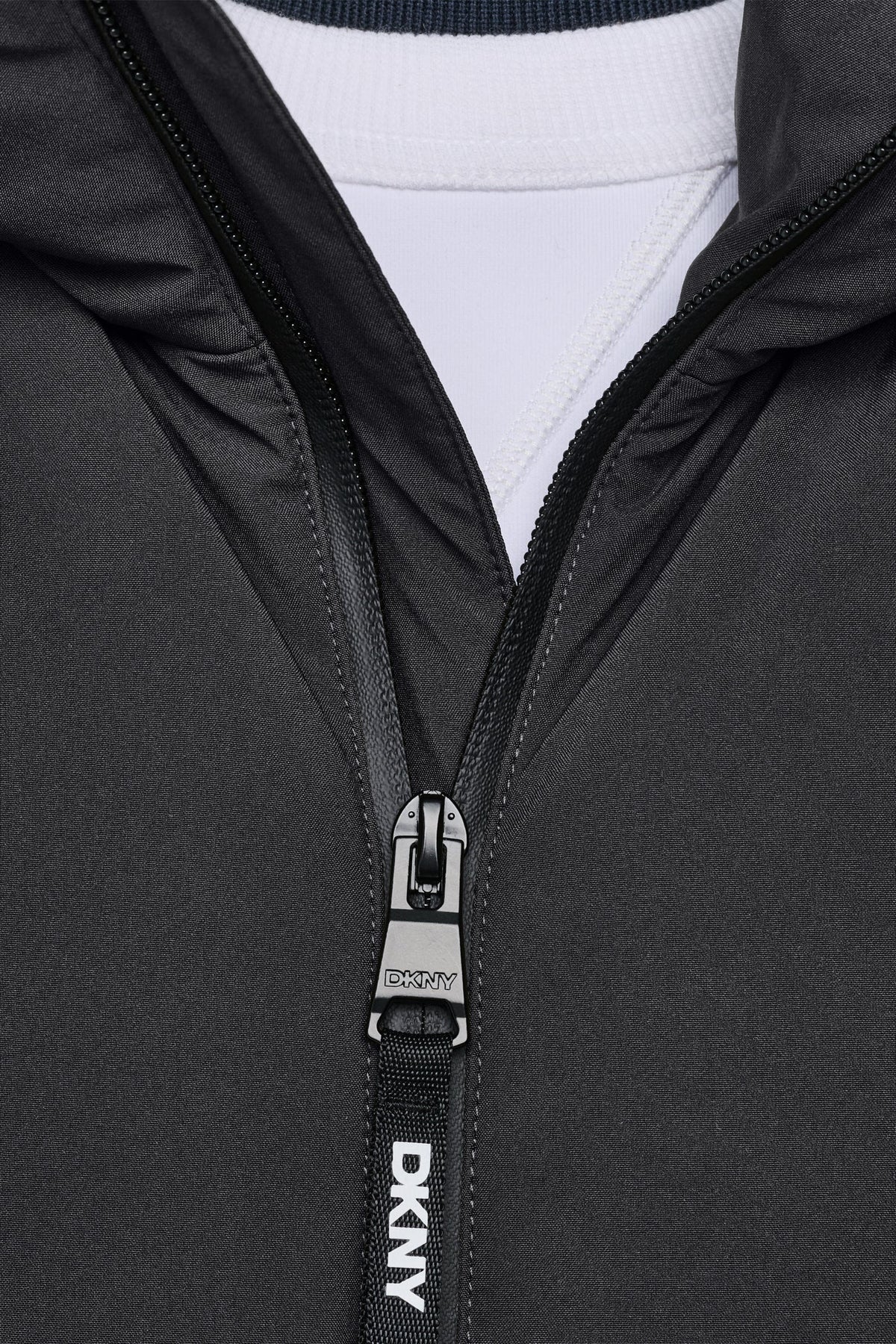 Black DKNY HOODED PUFFER JACKET