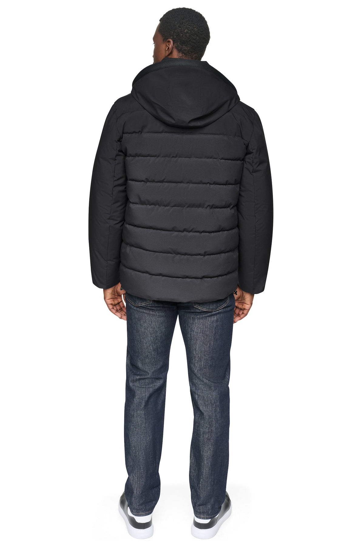 Black DKNY HOODED PUFFER JACKET