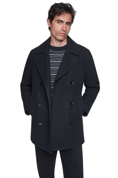 Black DKNY FAUX WOOL PEACOAT