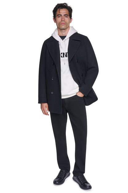 Black DKNY FAUX WOOL PEACOAT