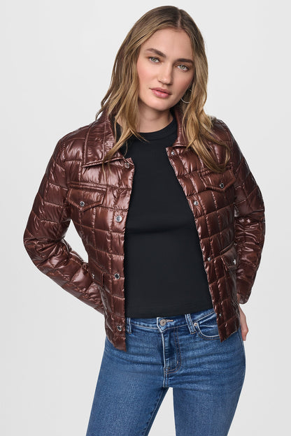 Metallic Crocodile DKNY BOX QUILT PUFFER JACKET