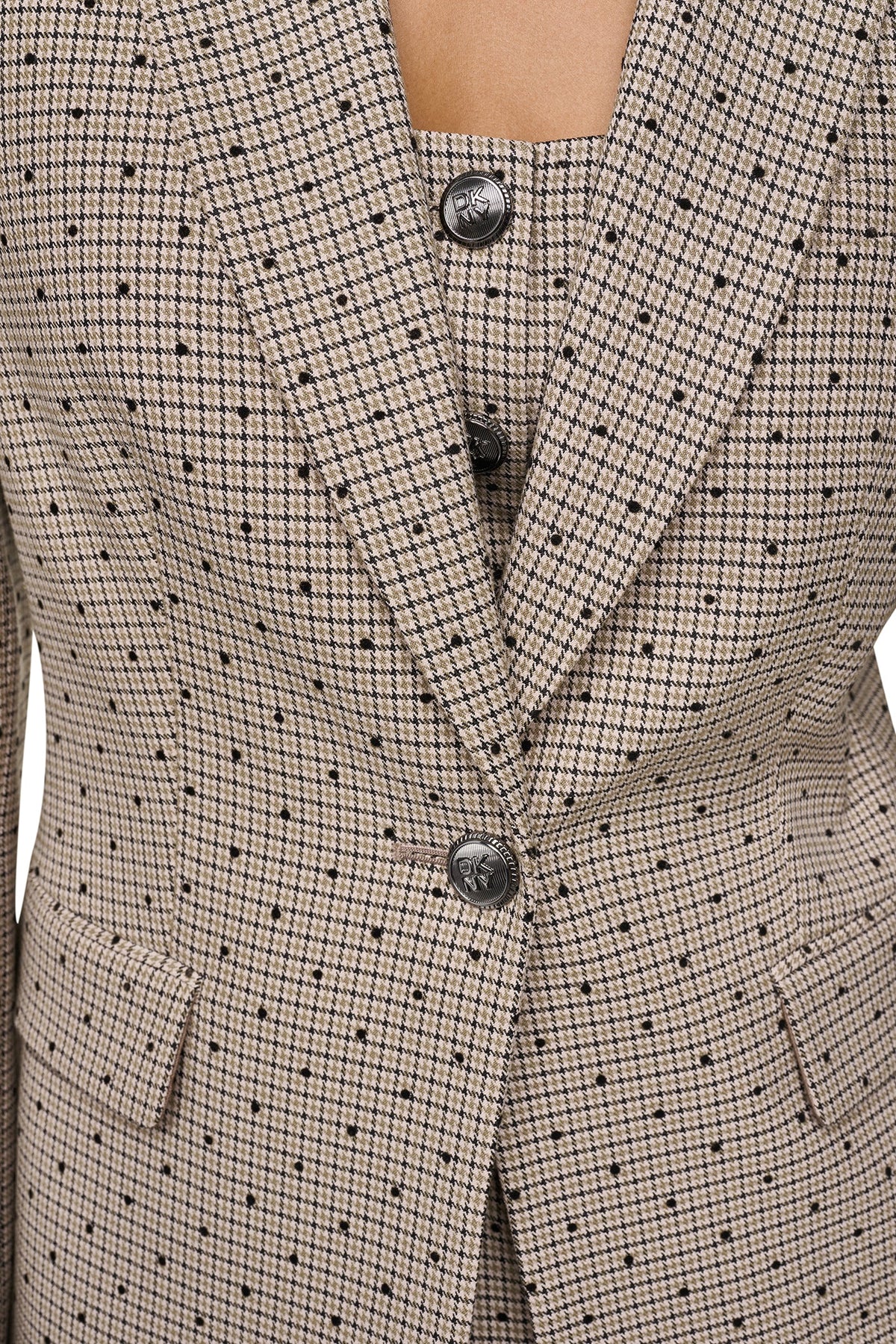 Travertine/Black DKNY ONE BUTTON COLLAR BLAZER
