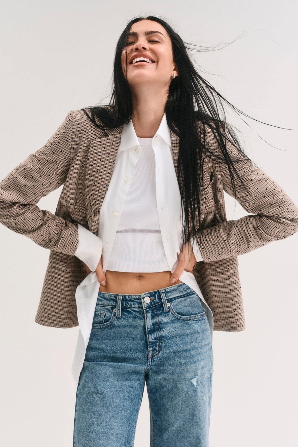 Travertine/Black DKNY ONE BUTTON COLLAR BLAZER