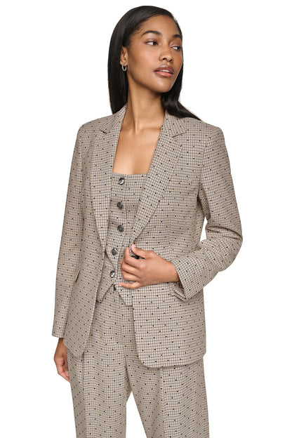 Travertine/Black DKNY ONE BUTTON COLLAR BLAZER