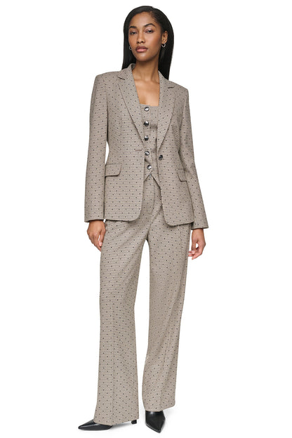 Travertine/Black DKNY ONE BUTTON COLLAR BLAZER
