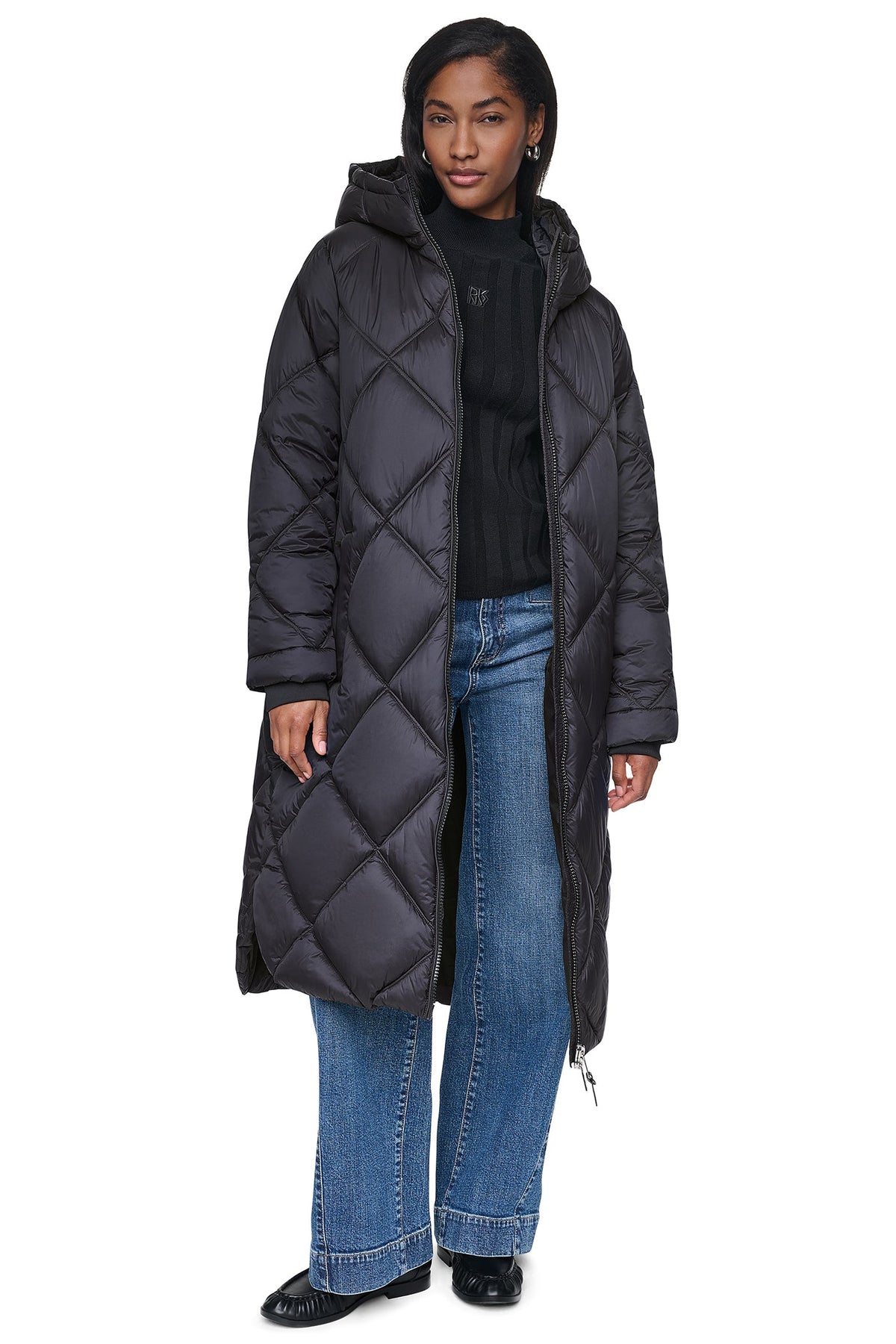 Black DKNY QUILTED PUFFER