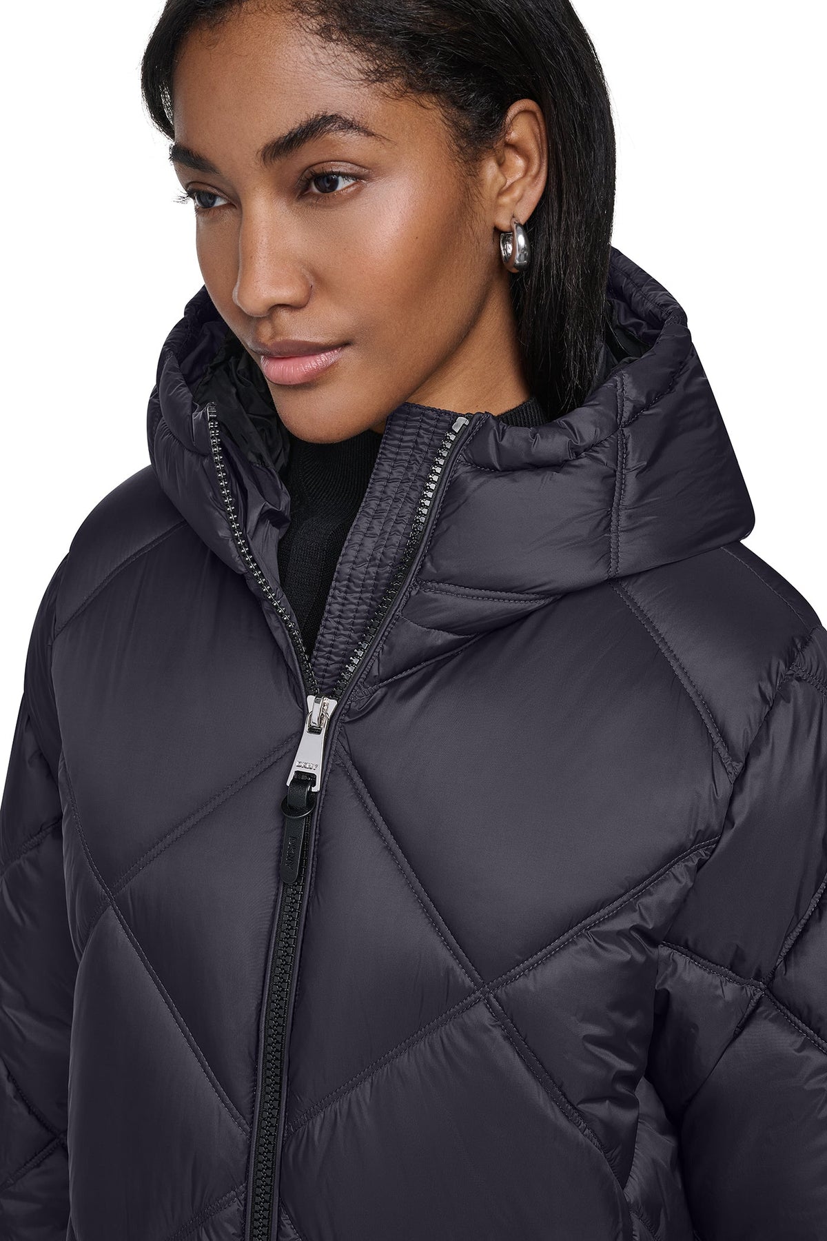 Black DKNY QUILTED PUFFER