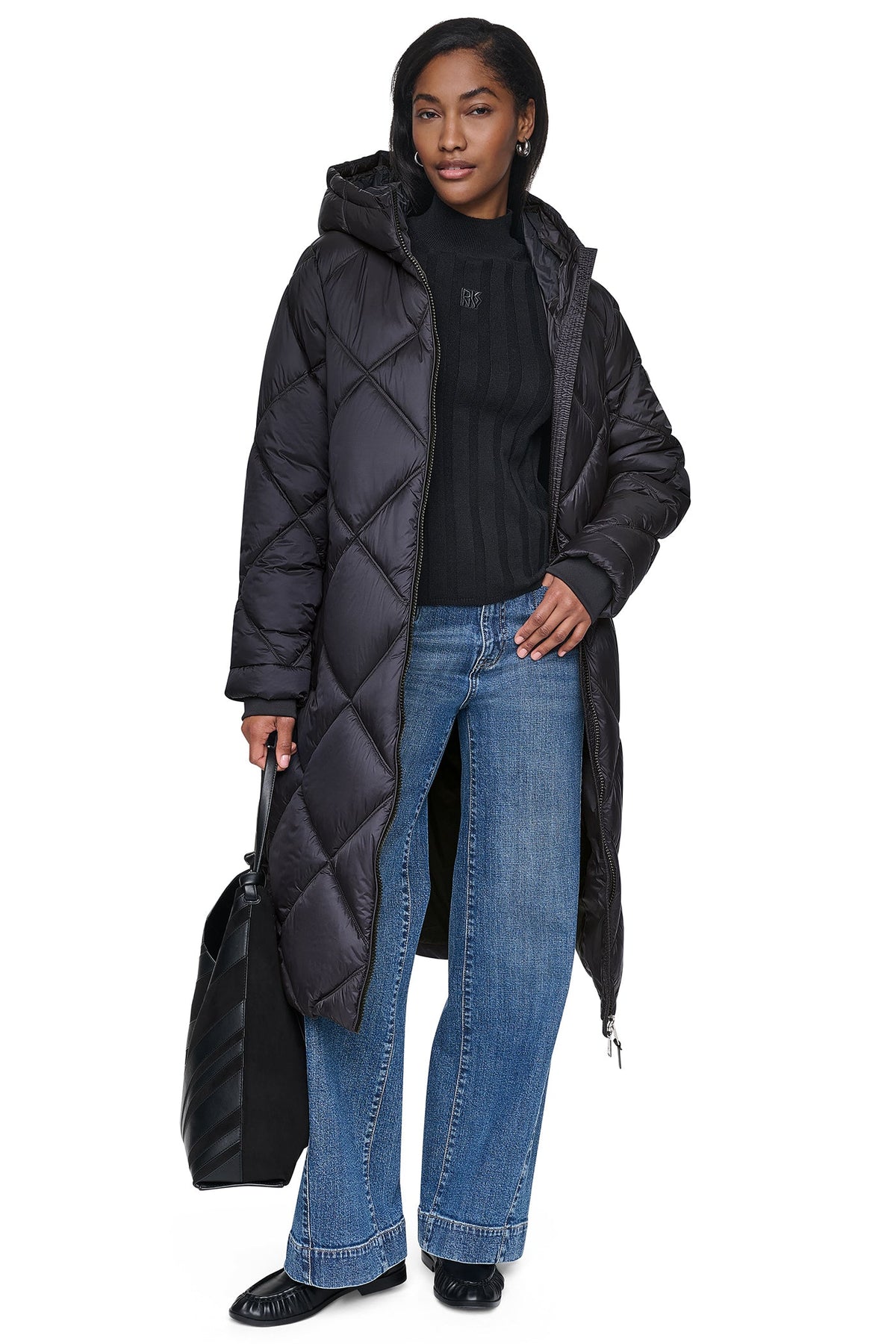 Black DKNY QUILTED PUFFER