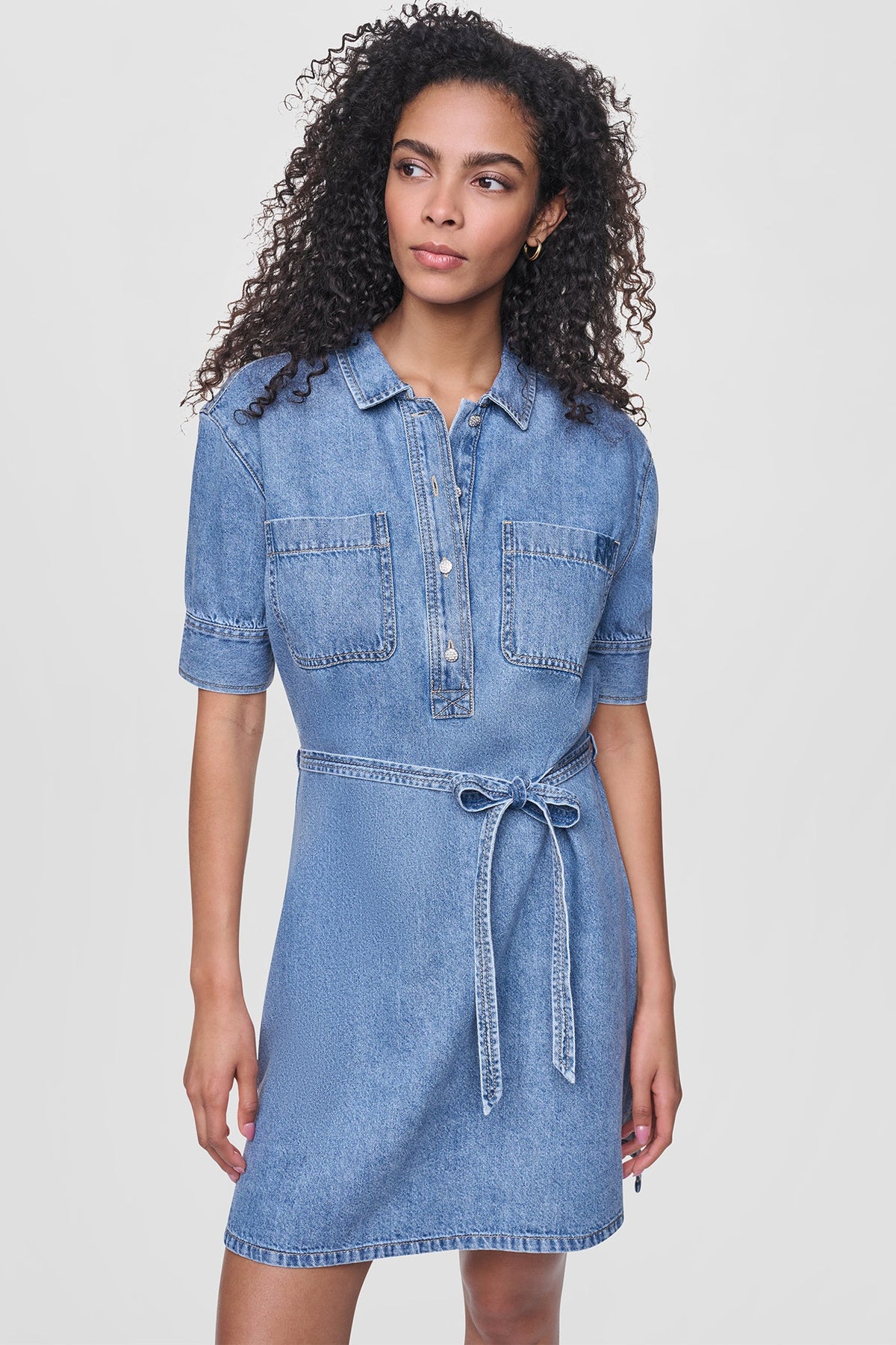 Cooper DKNY DENIM BUTTON-FRONT SHIRT DRESS