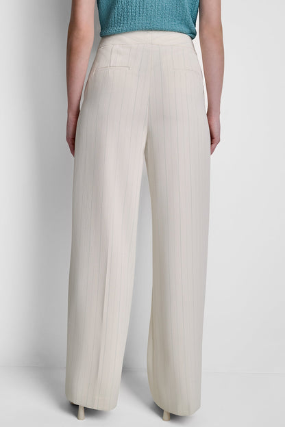 Coconut/Cameo Blue Stripe DKNY MID-RISE PINSTRIPE PANT