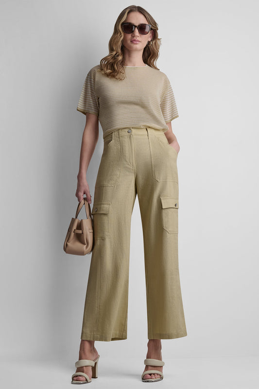 Mojave Desert DKNY MID-RISE LINEN-BLEND STRAIGHT-LEG CARGO PANT