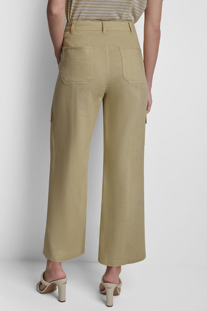Mojave Desert DKNY MID-RISE LINEN-BLEND STRAIGHT-LEG CARGO PANT