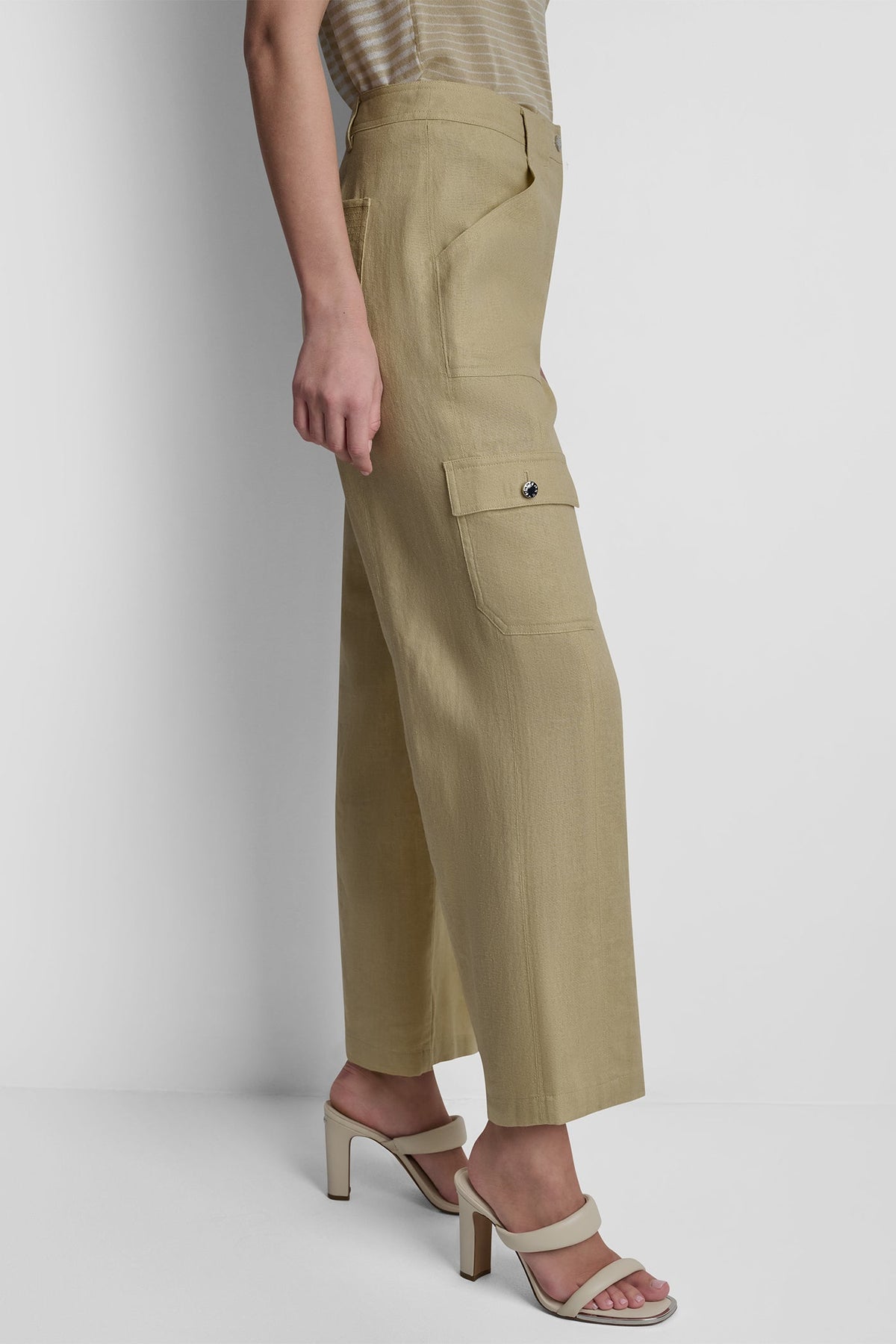 Mojave Desert DKNY MID-RISE LINEN-BLEND STRAIGHT-LEG CARGO PANT