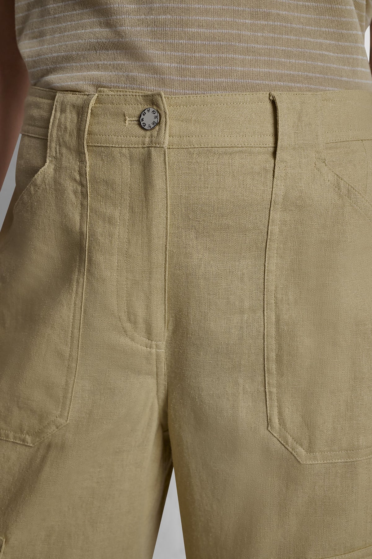 Mojave Desert DKNY MID-RISE LINEN-BLEND STRAIGHT-LEG CARGO PANT