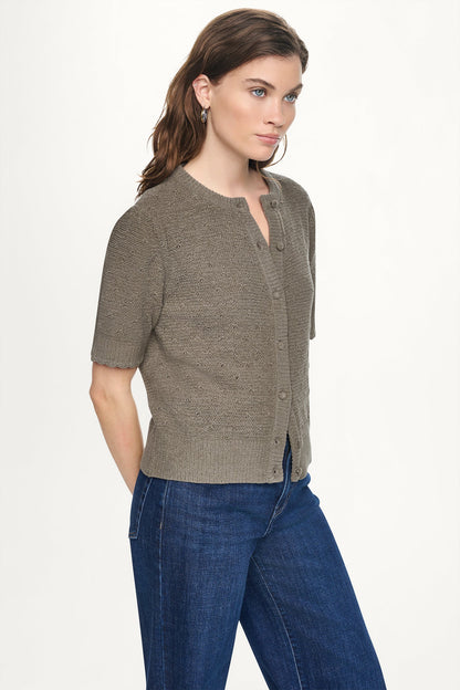 Claret DKNY ELBOW SLEEVE CHENILLE CARDIGAN