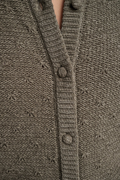 Claret DKNY ELBOW SLEEVE CHENILLE CARDIGAN