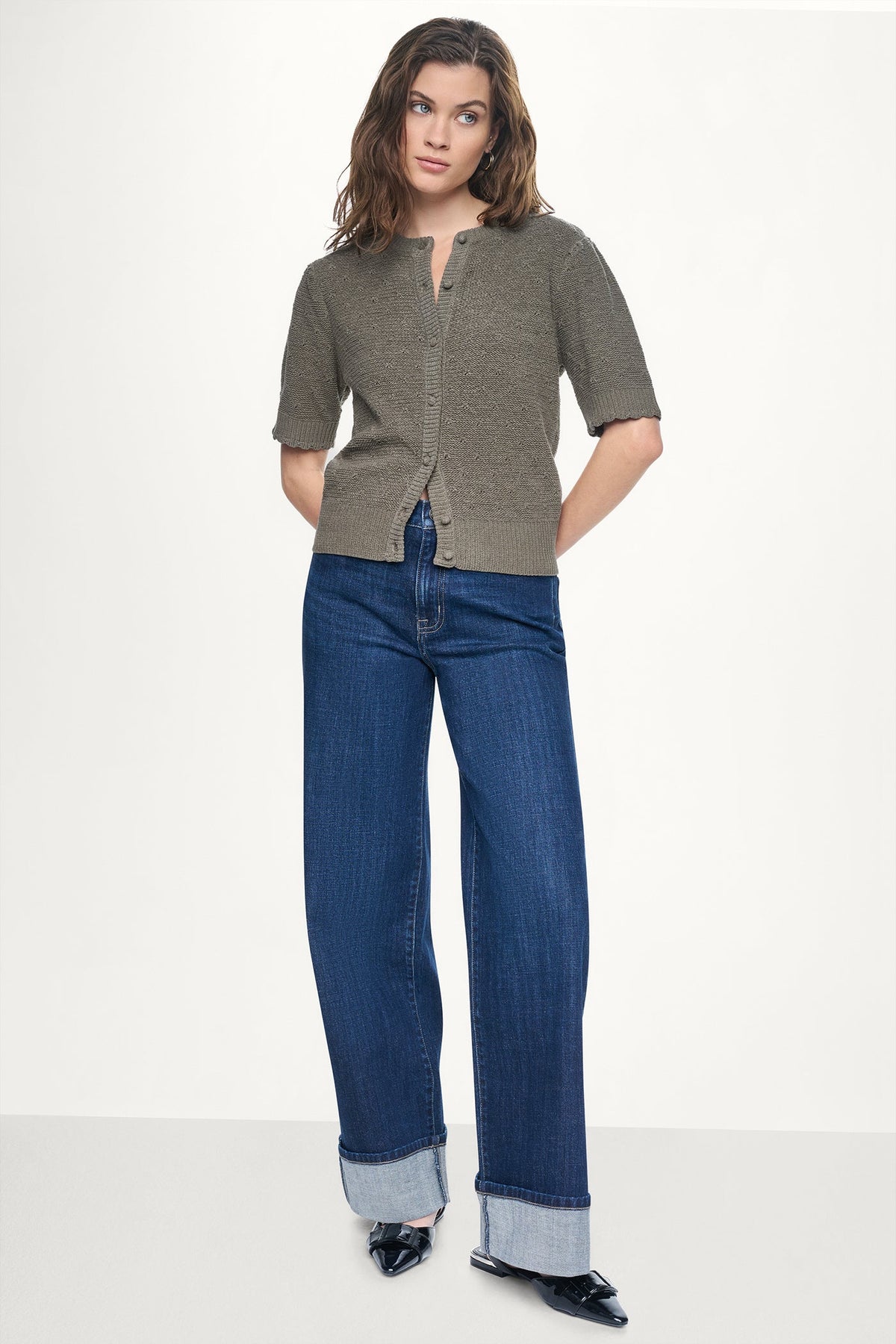 Claret DKNY ELBOW SLEEVE CHENILLE CARDIGAN