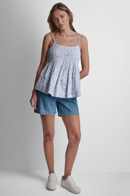 Blue/White DKNY FLORAL JACQUARD TANK TOP