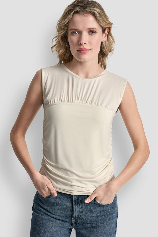 Eggnog DKNY RUCHED BODICE SLEEVELESS TOP