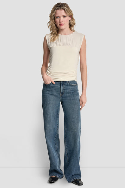Eggnog DKNY RUCHED BODICE SLEEVELESS TOP
