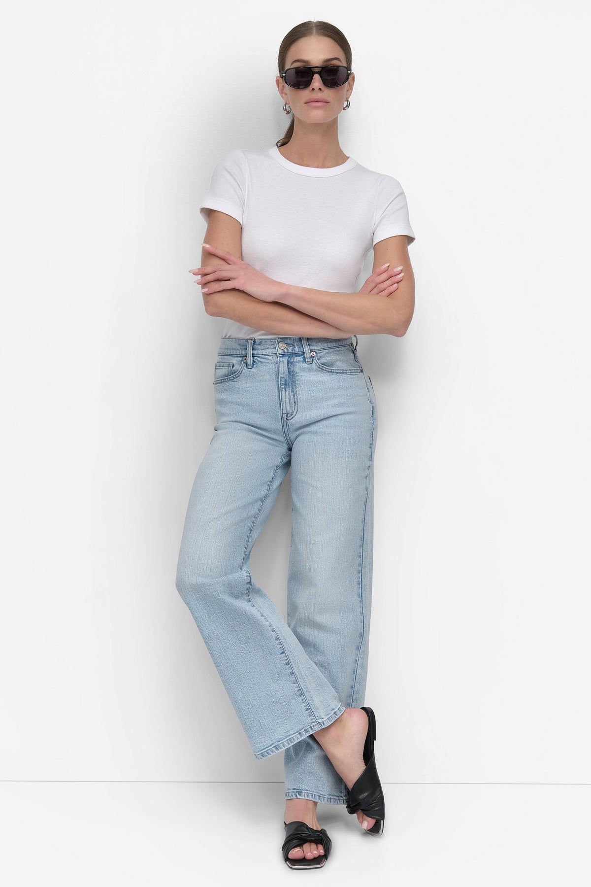 DOYERS DKNY HIGH-RISE TAILORED WIDE-LEG JEAN