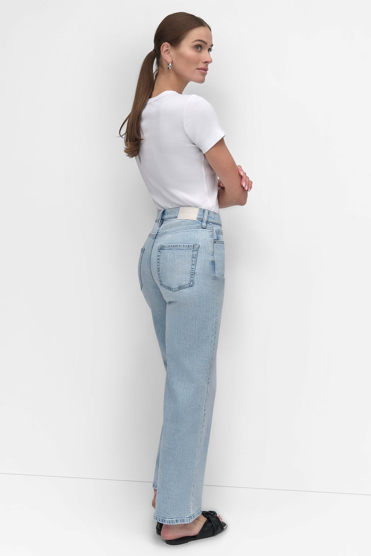 DOYERS DKNY HIGH-RISE TAILORED WIDE-LEG JEAN