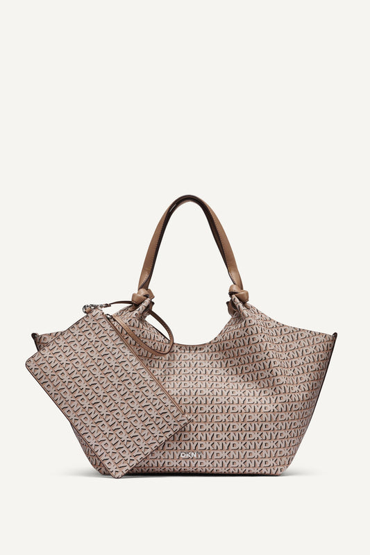 Black/Saddle DKNY PAULA NEW YORK LOGO MEDIUM COMMUTER TOTE