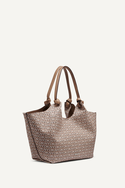 Black/Saddle DKNY PAULA NEW YORK LOGO MEDIUM COMMUTER TOTE