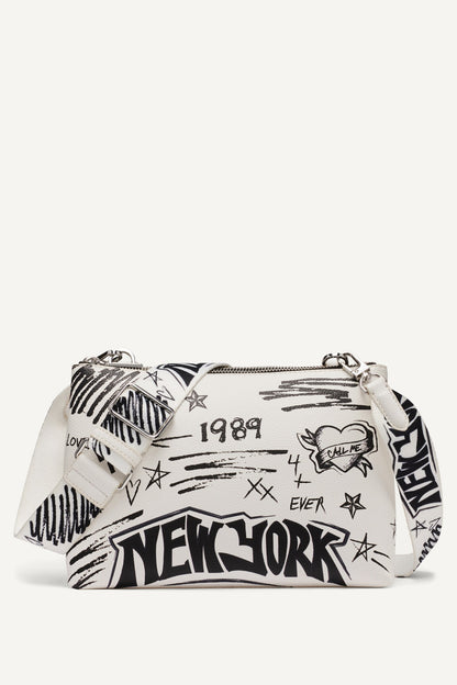 Marshmallow DKNY TINSLEY GRAFFITI LOGO CROSSBODY