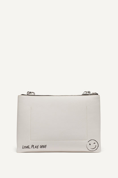 Marshmallow DKNY TINSLEY GRAFFITI LOGO CROSSBODY