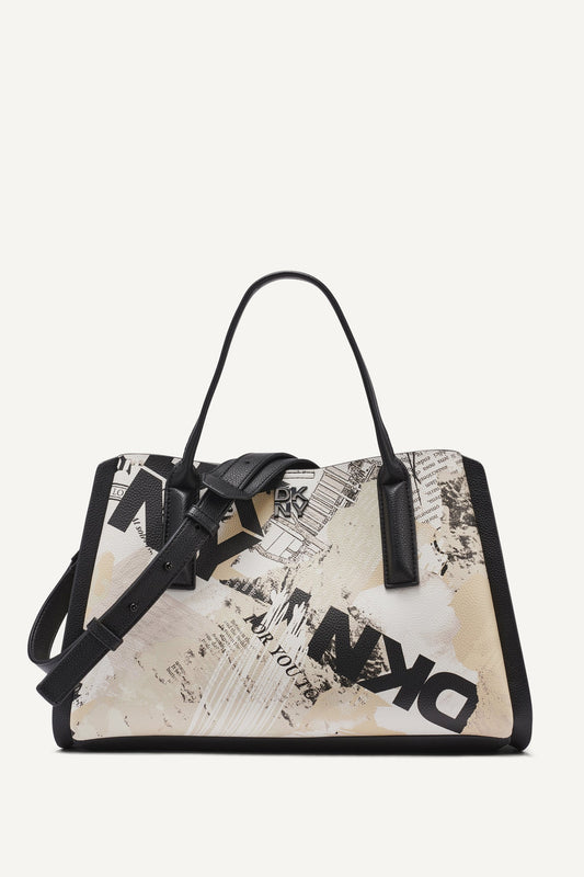 White/Black DKNY JOSIE NEWSPAPER SATCHEL